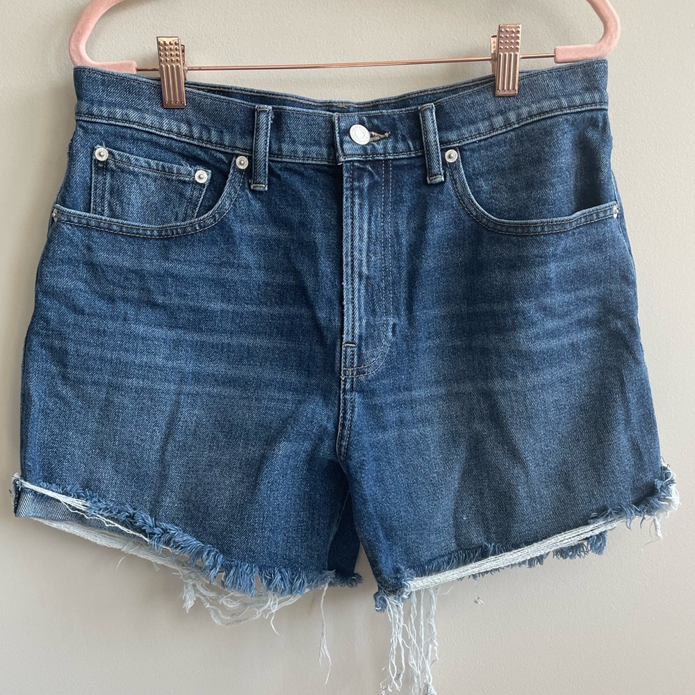 Lucky Brand High Rise Raw Hem Relaxed Denim Shorts